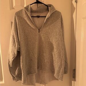 Aerie Light Gray Quarter-Zip Women's Sweater